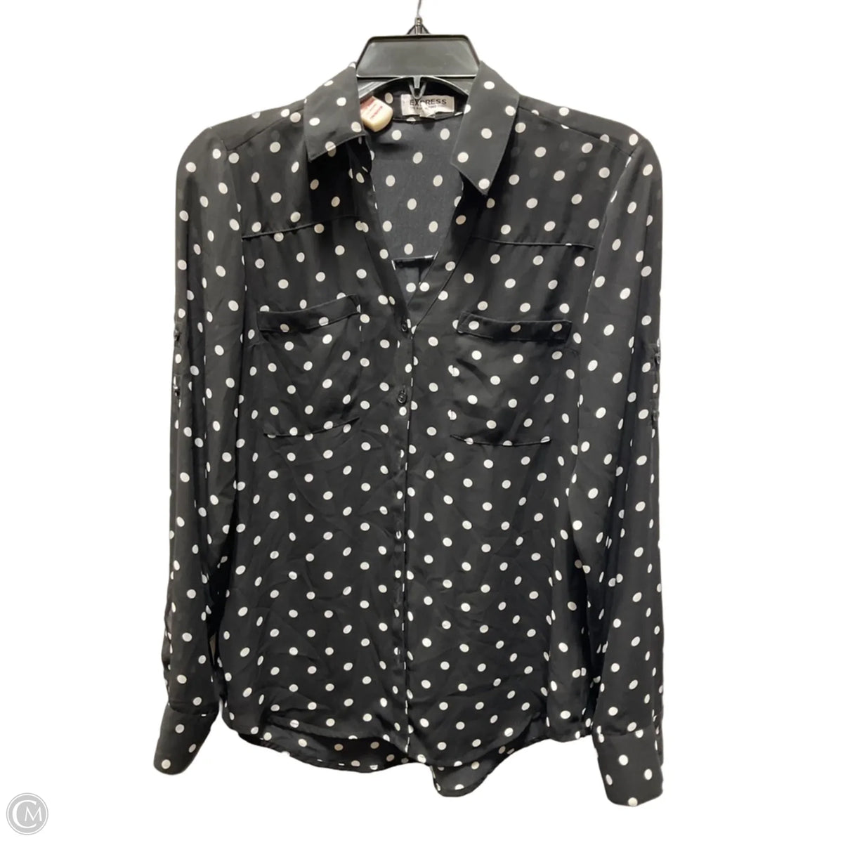 Blouse Long Sleeve By Express In Polkadot Pattern, Size: Sp