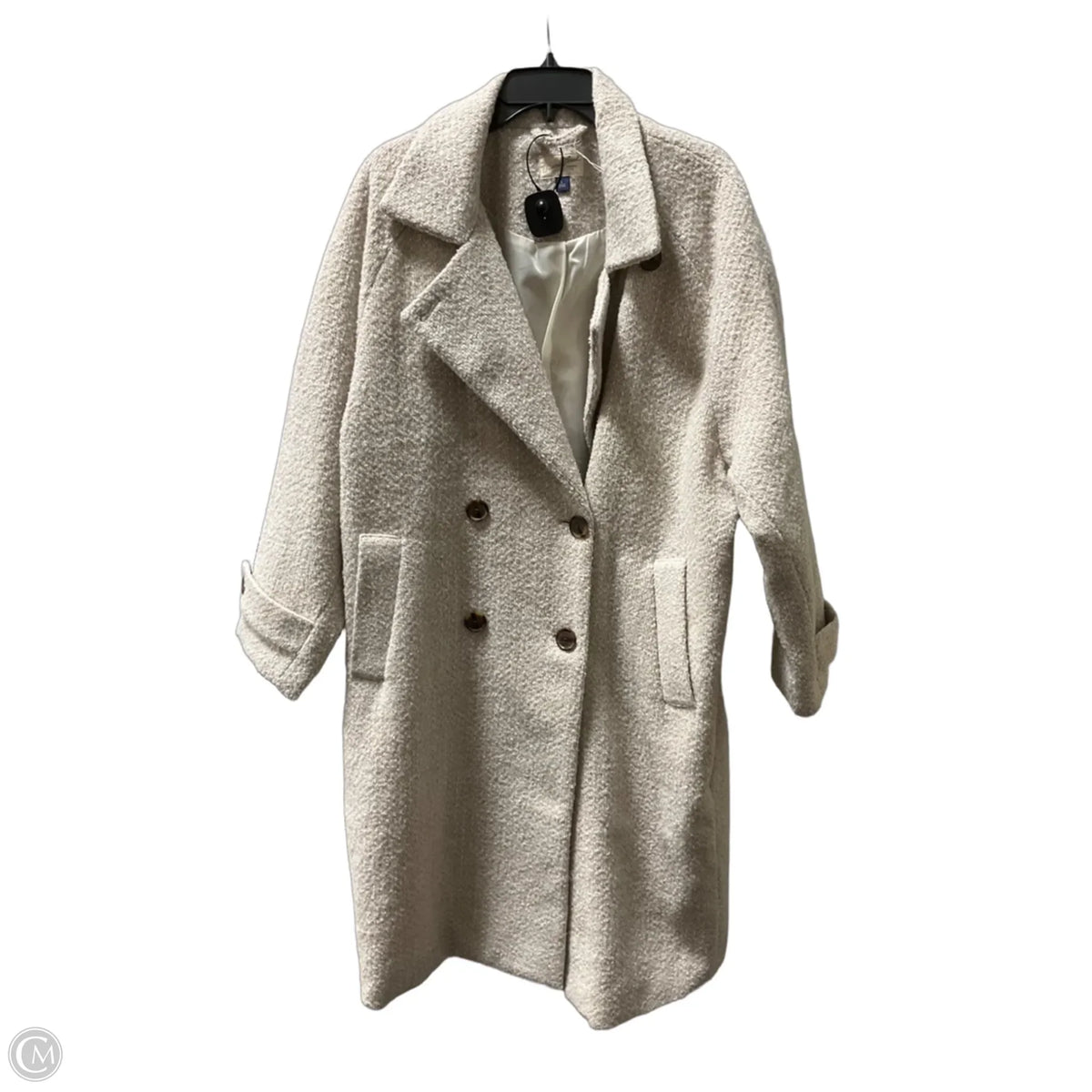 Coat Trench Coat By Universal Thread In Beige, Size: L