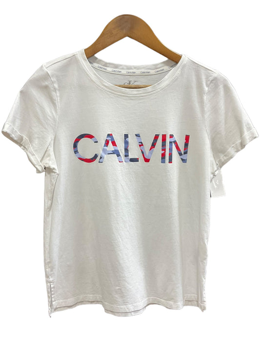 White Top Short Sleeve Basic Calvin Klein, Size S