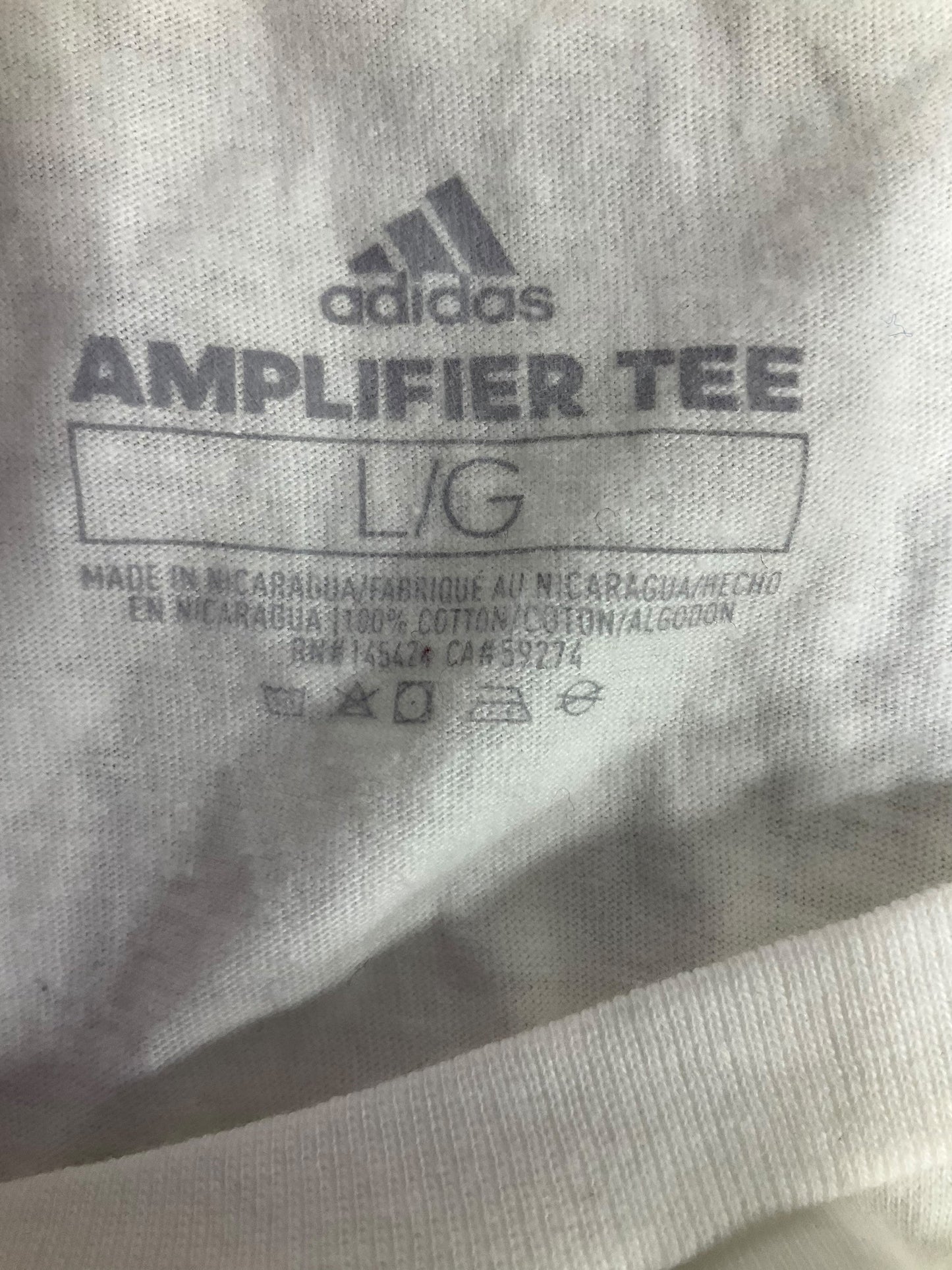 Black & White Athletic Top Short Sleeve Adidas, Size L