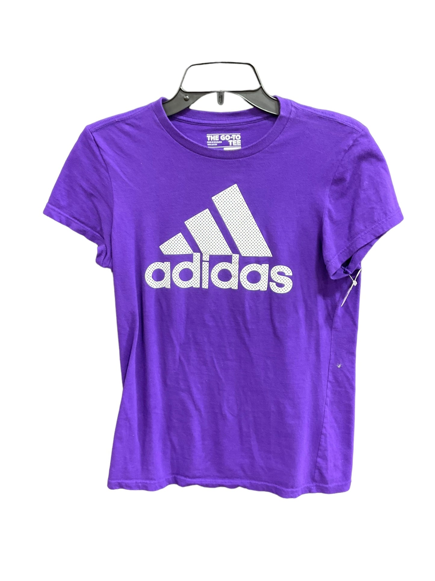 Purple Athletic Top Short Sleeve Adidas, Size S