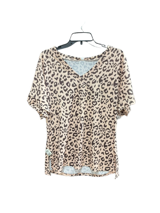 Animal Print Top Short Sleeve Basic Clothes Mentor, Size L