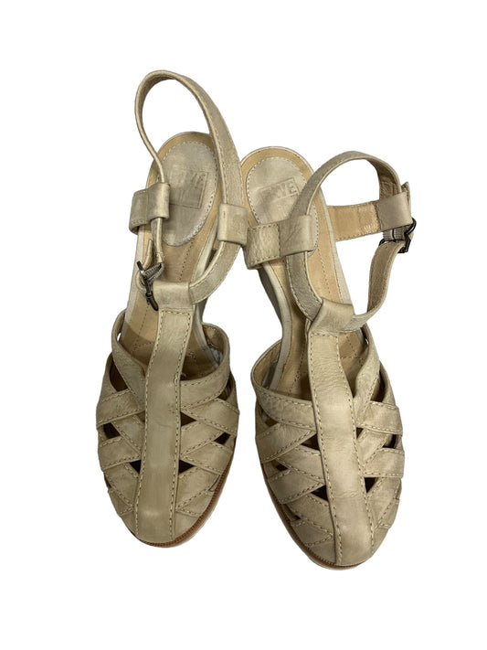 Tan Sandals Heels Wedge Frye, Size 8