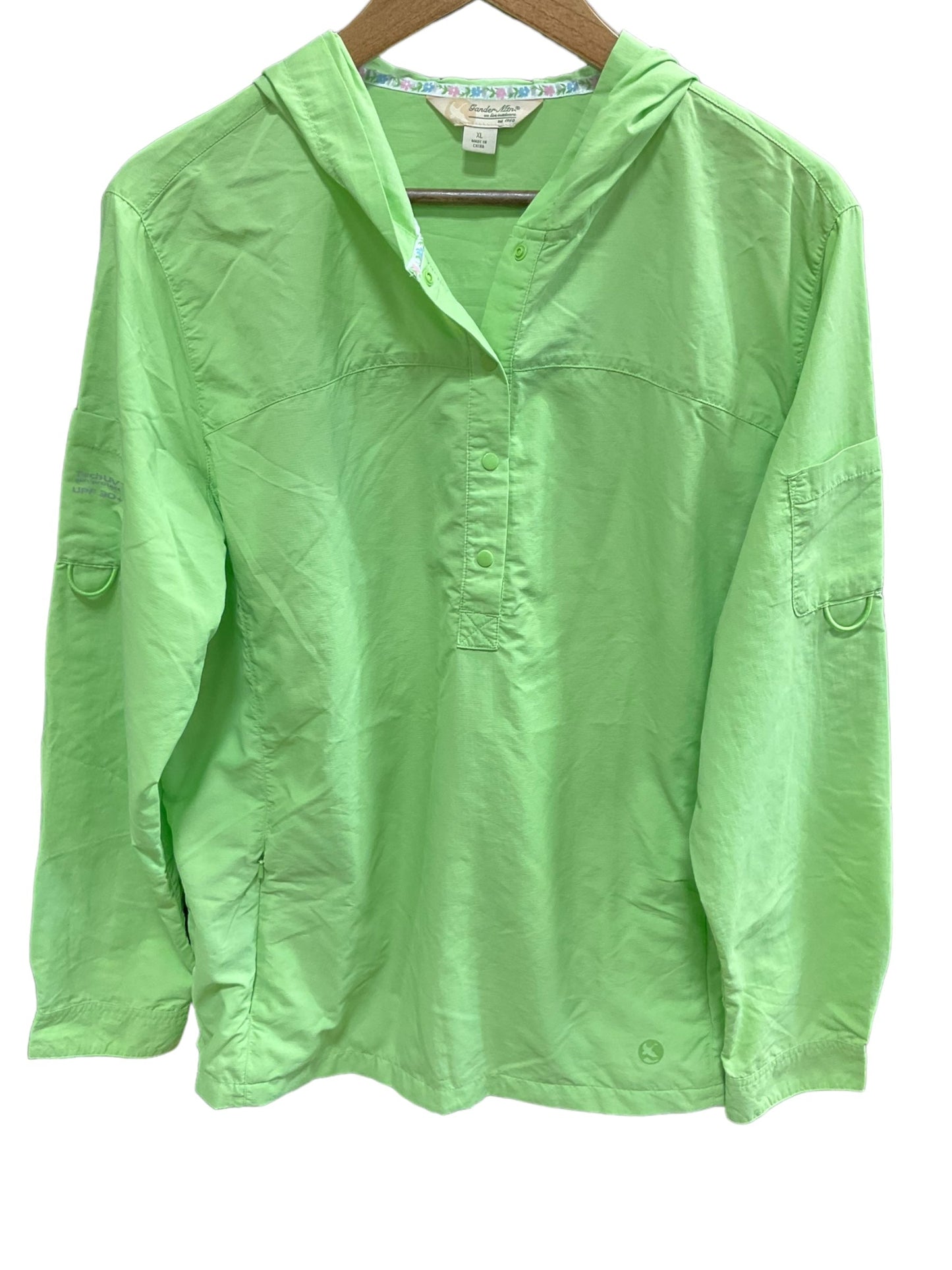 Green Athletic Top Long Sleeve Hoodie Clothes Mentor, Size Xl