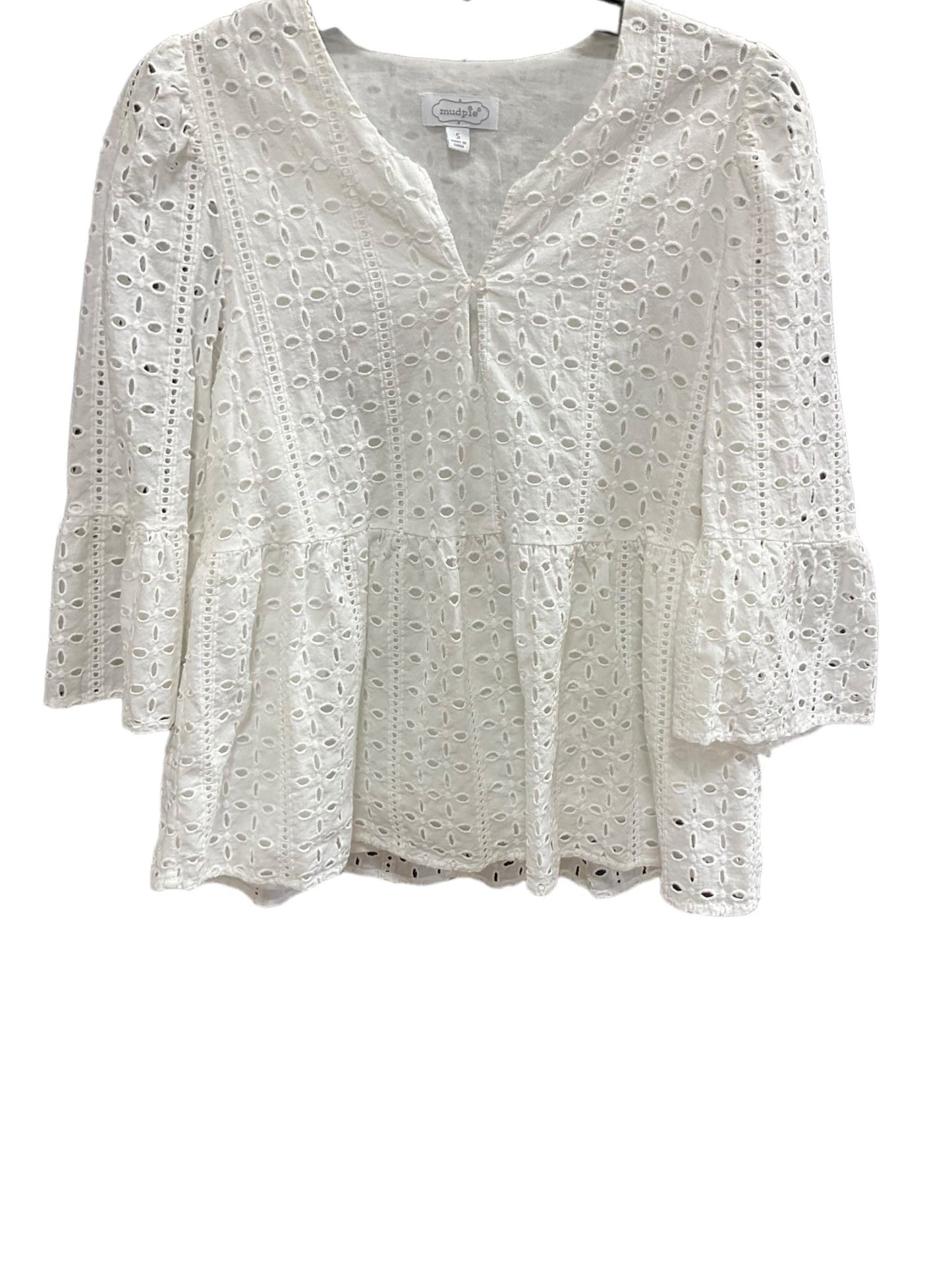 White Top 3/4 Sleeve Mudpie, Size S