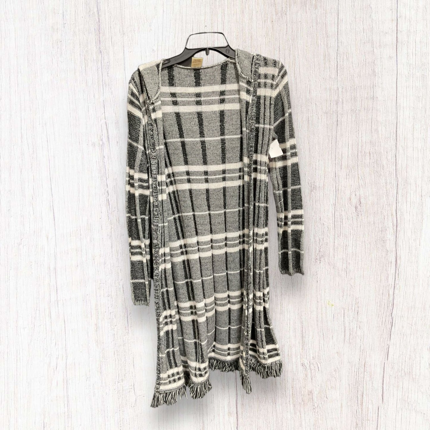 Sweater Cardigan By Faded Glory In Black & White, Size: S