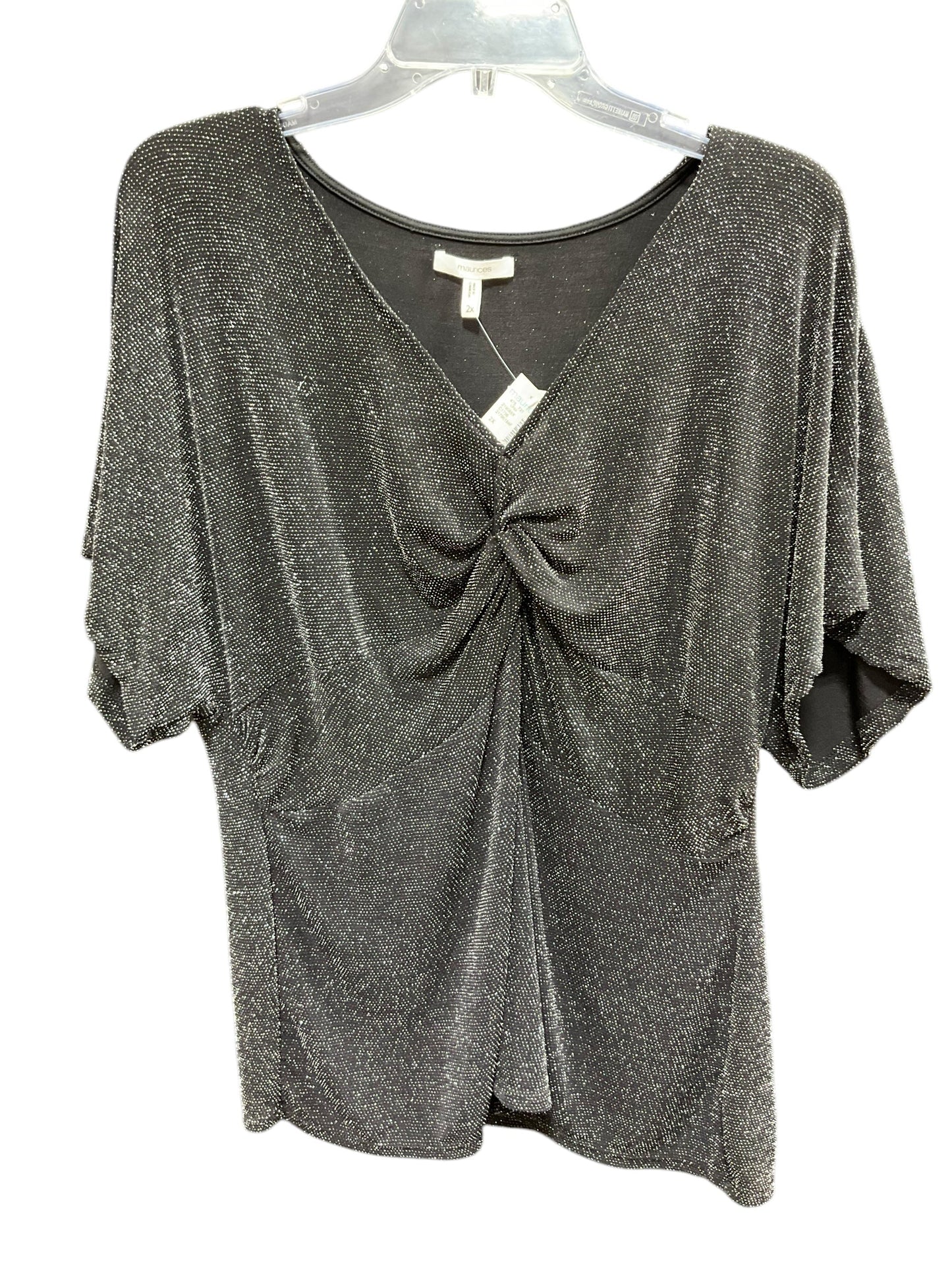 Top Short Sleeve By Maurices In Black & Silver, Size: 2x