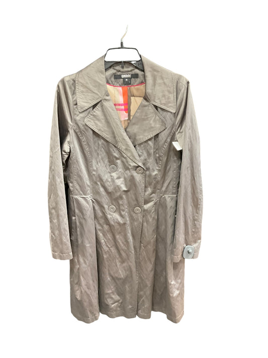 Coat Raincoat By Dkny In Grey, Size: M