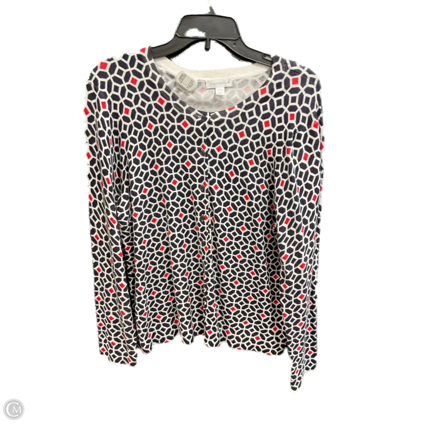 Sweater Cardigan By Charter Club In Blue & Red, Size: Xl