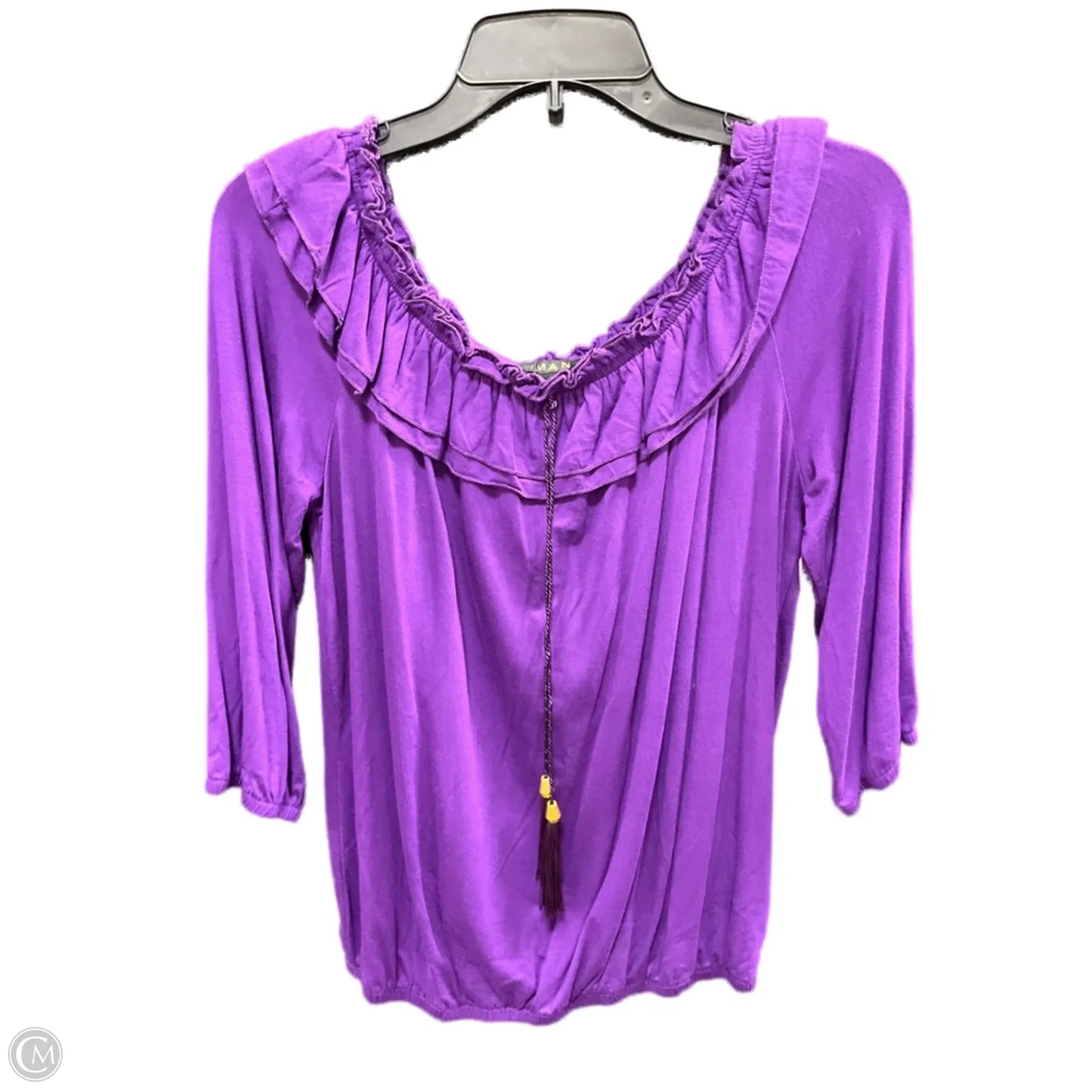 Top 3/4 Sleeve By Iman Hsn In Purple, Size: Xs