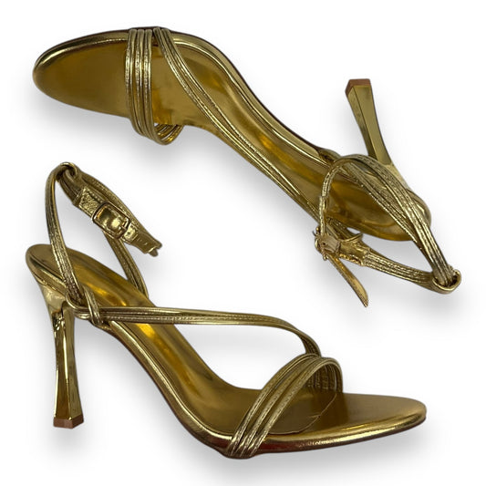 Sandals Heels Stiletto By Clothes Mentor In Gold, Size: 9.5