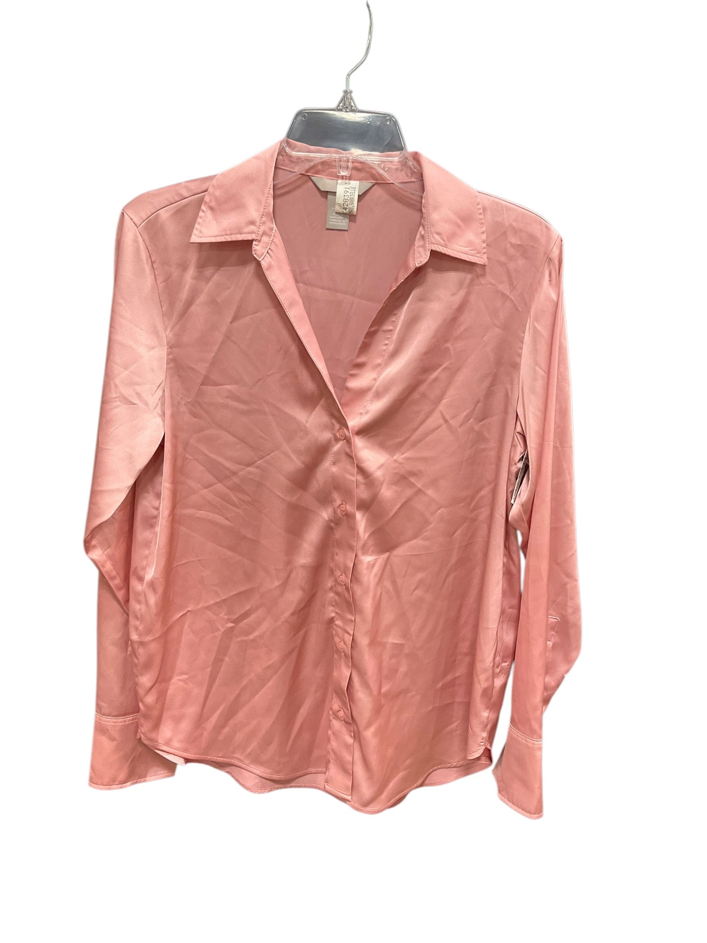 Blouse Long Sleeve By H&m In Pink, Size: S