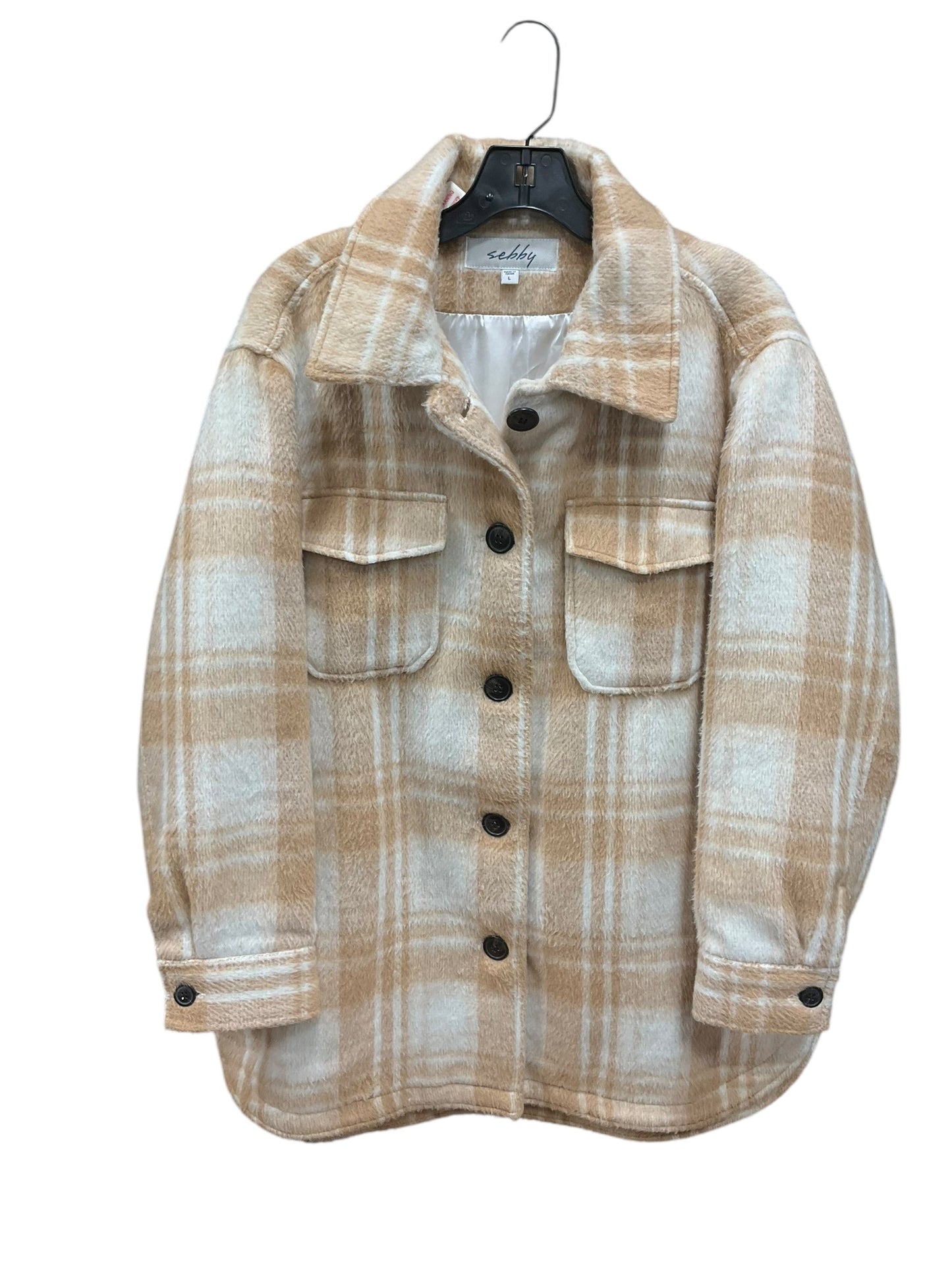 Jacket Shirt By Sebby In Tan, Size: L