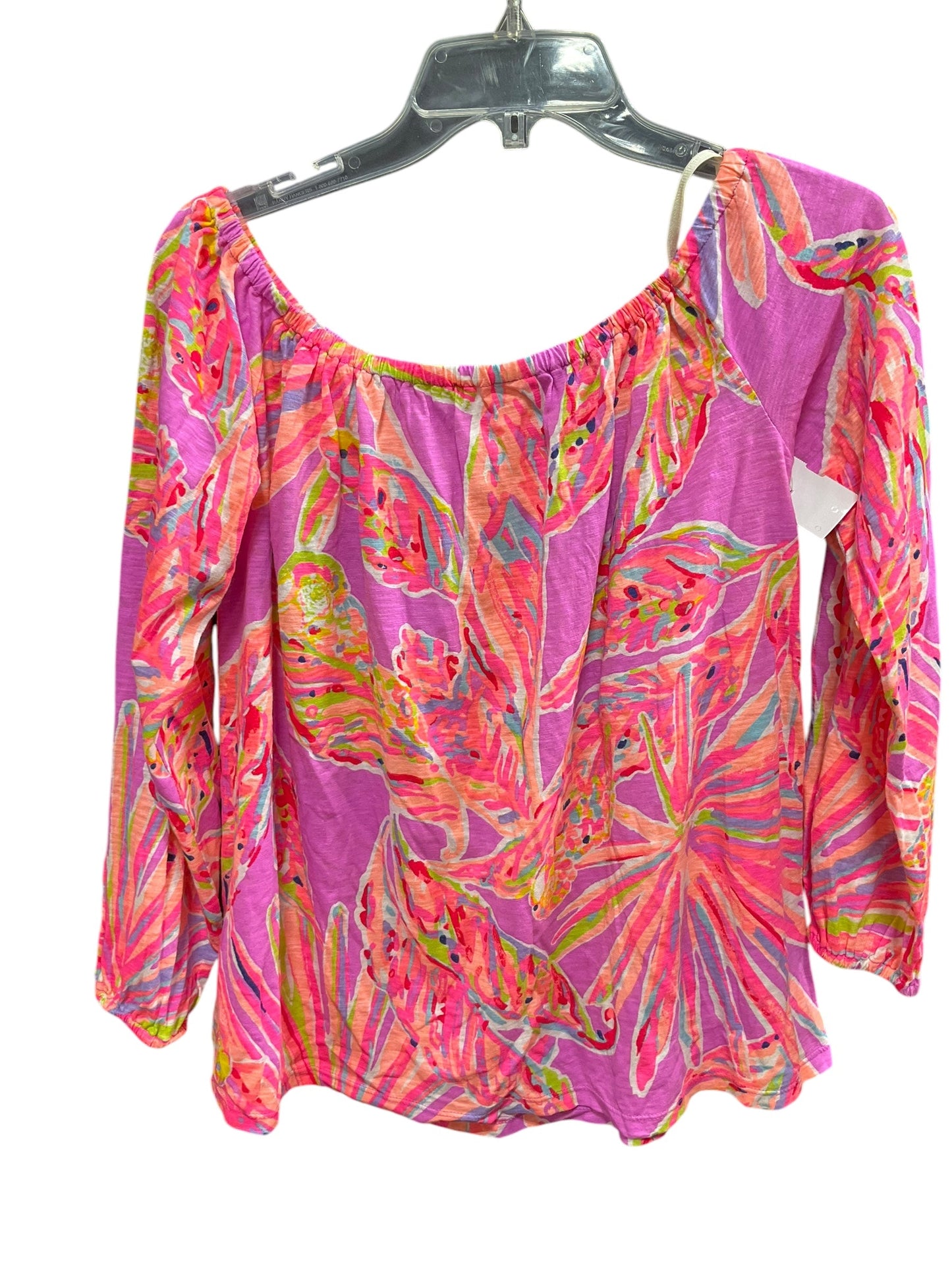 Top Long Sleeve Designer By Lilly Pulitzer In Pink & Purple, Size: M