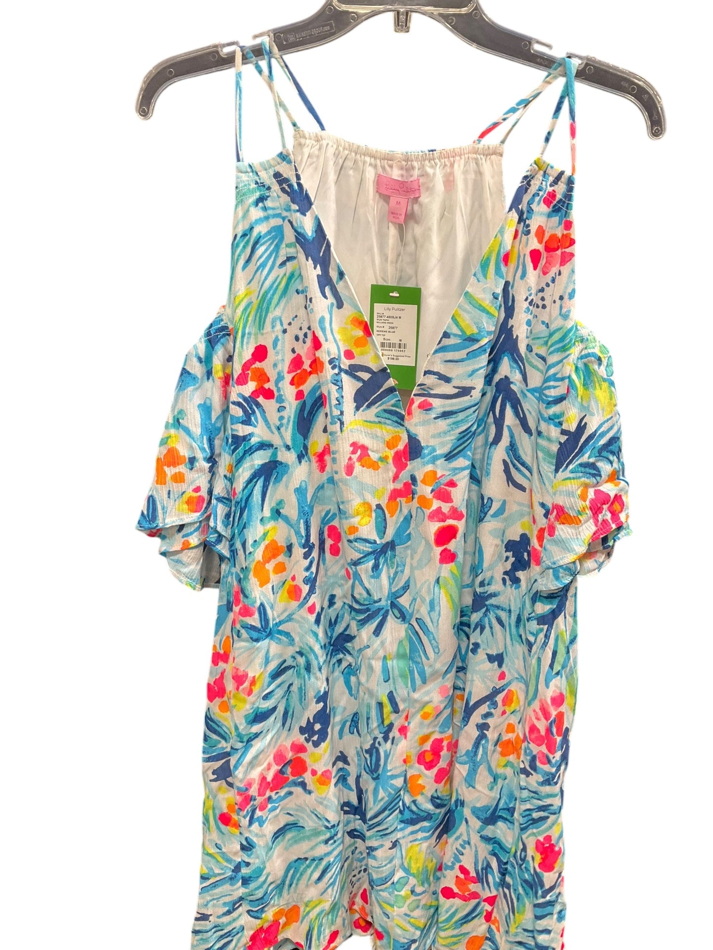 Top Short Sleeve Designer By Lilly Pulitzer In Blue & Pink, Size: M