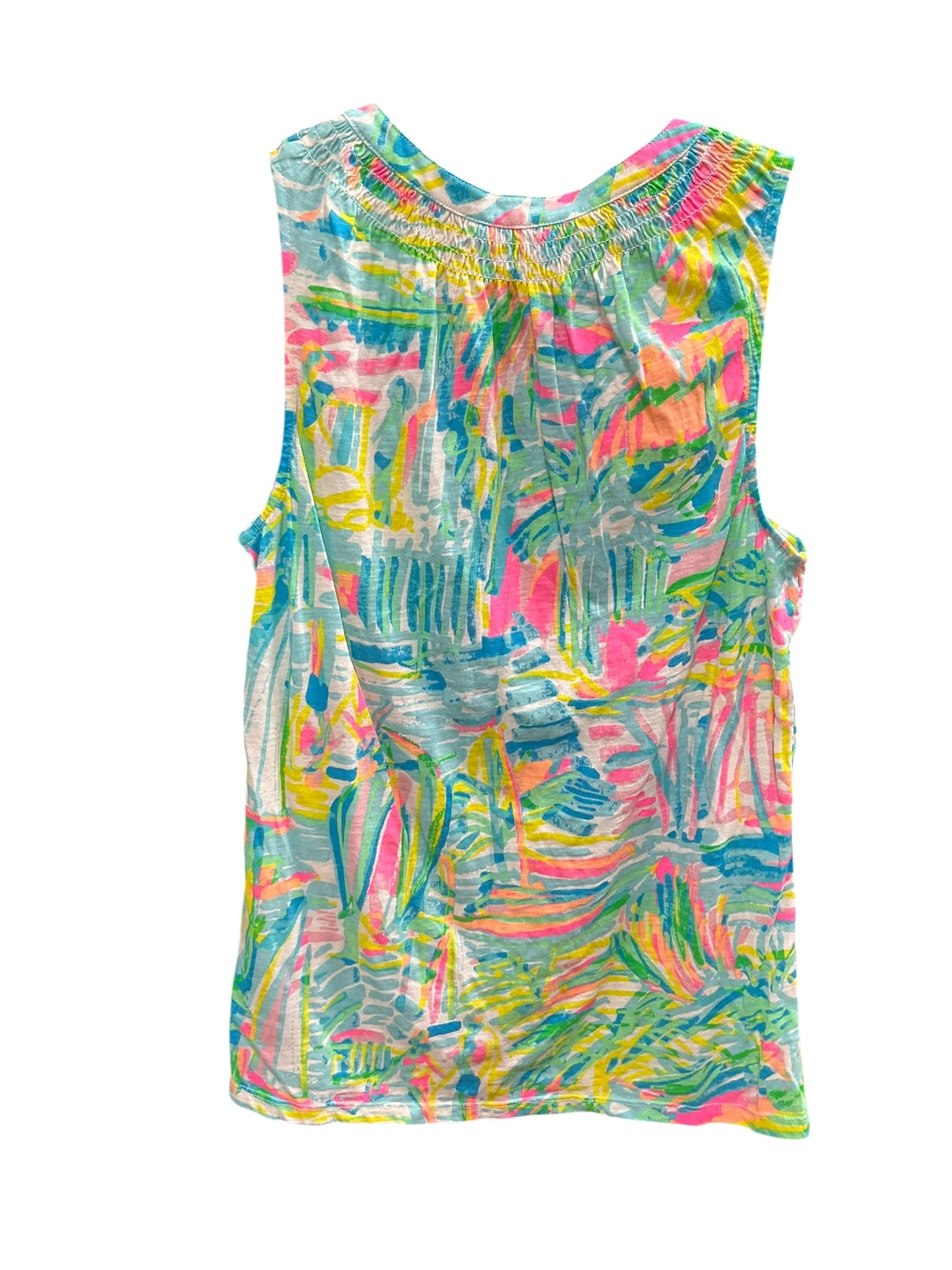 Top Sleeveless Designer By Lilly Pulitzer In Green & Yellow, Size: M