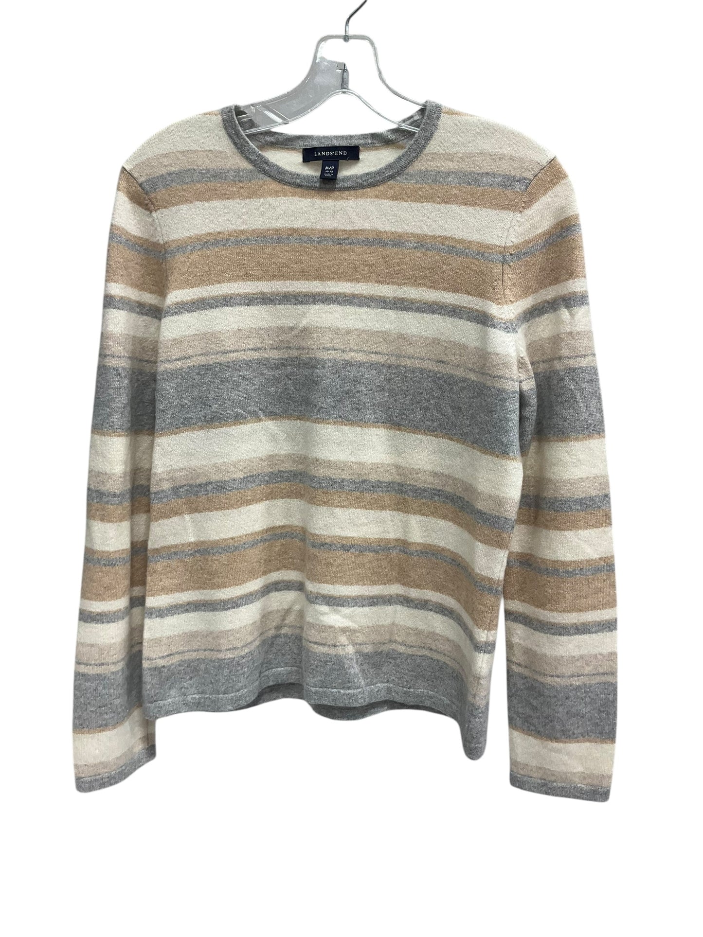 Sweater Cashmere By Lands End In Grey & Tan, Size: M