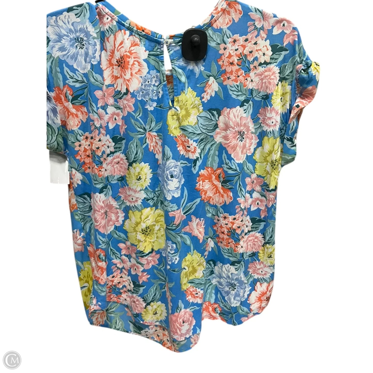 Top Short Sleeve By Loft In Blue & Yellow, Size: S