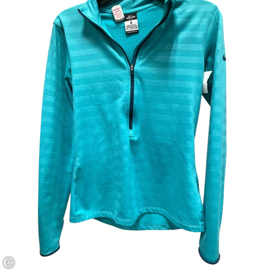 Athletic Top Long Sleeve Collar By Nike In Blue, Size: M