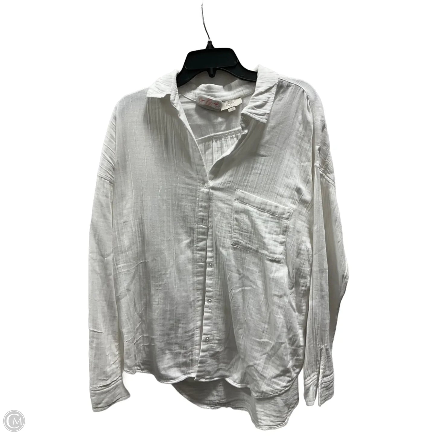Blouse Long Sleeve By Loft In White, Size: L