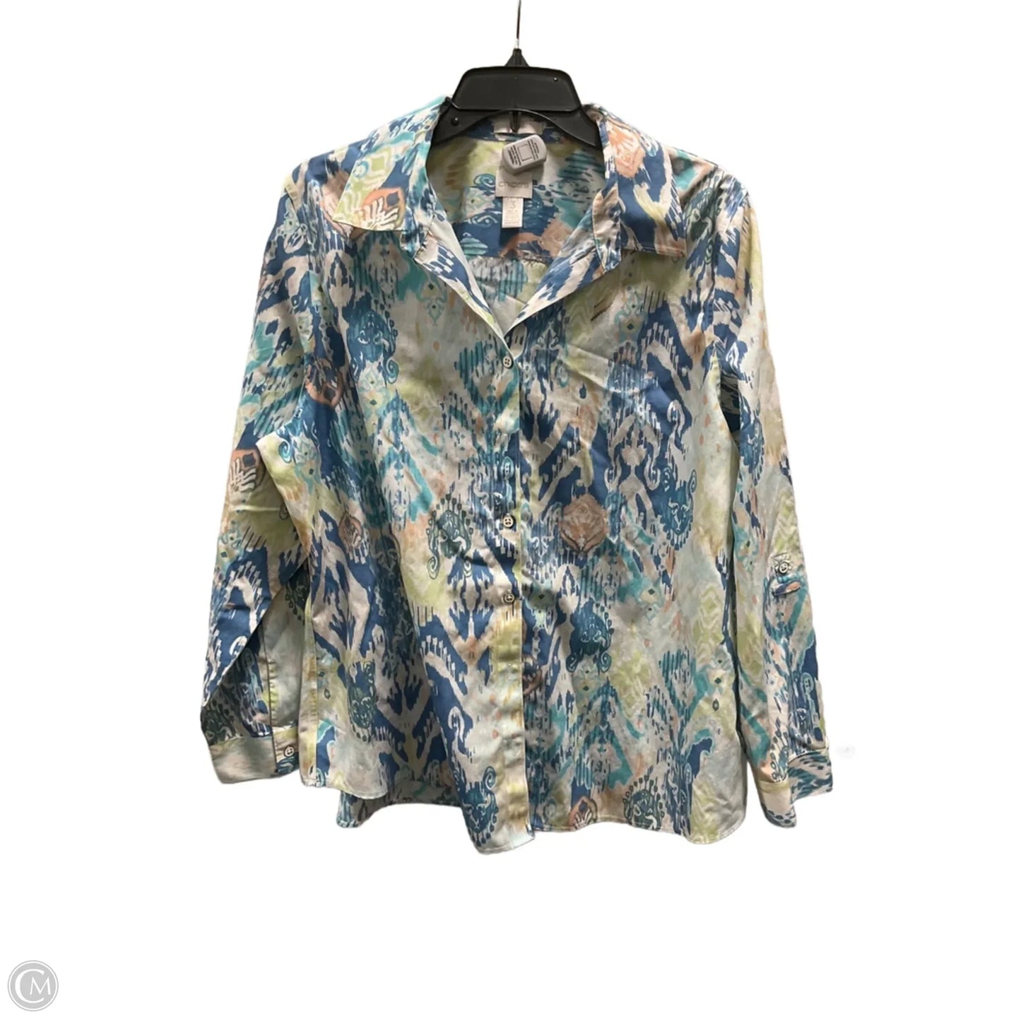 Blouse Long Sleeve By Chicos In Blue, Size: Xl