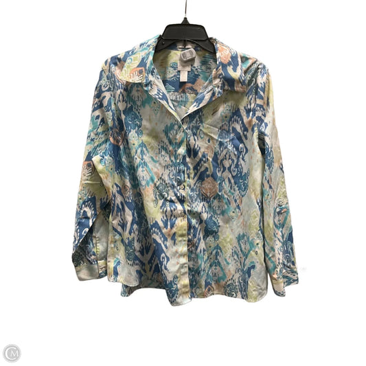 Blouse Long Sleeve By Chicos In Blue, Size: Xl
