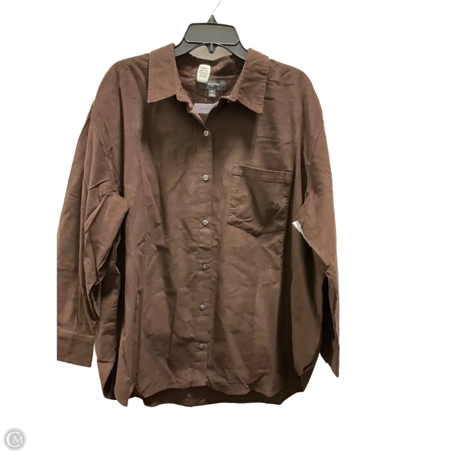 Blouse Long Sleeve By Banana Republic In Brown, Size: Xxl