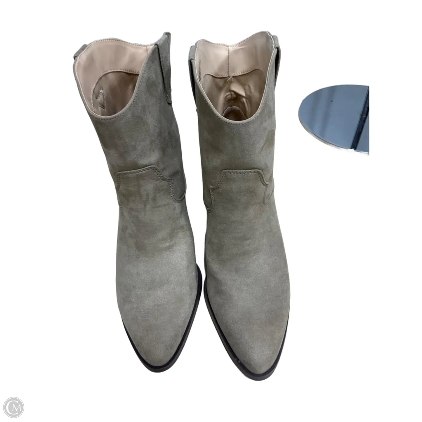 Boots Ankle Heels By Loft In Taupe, Size: 9.5