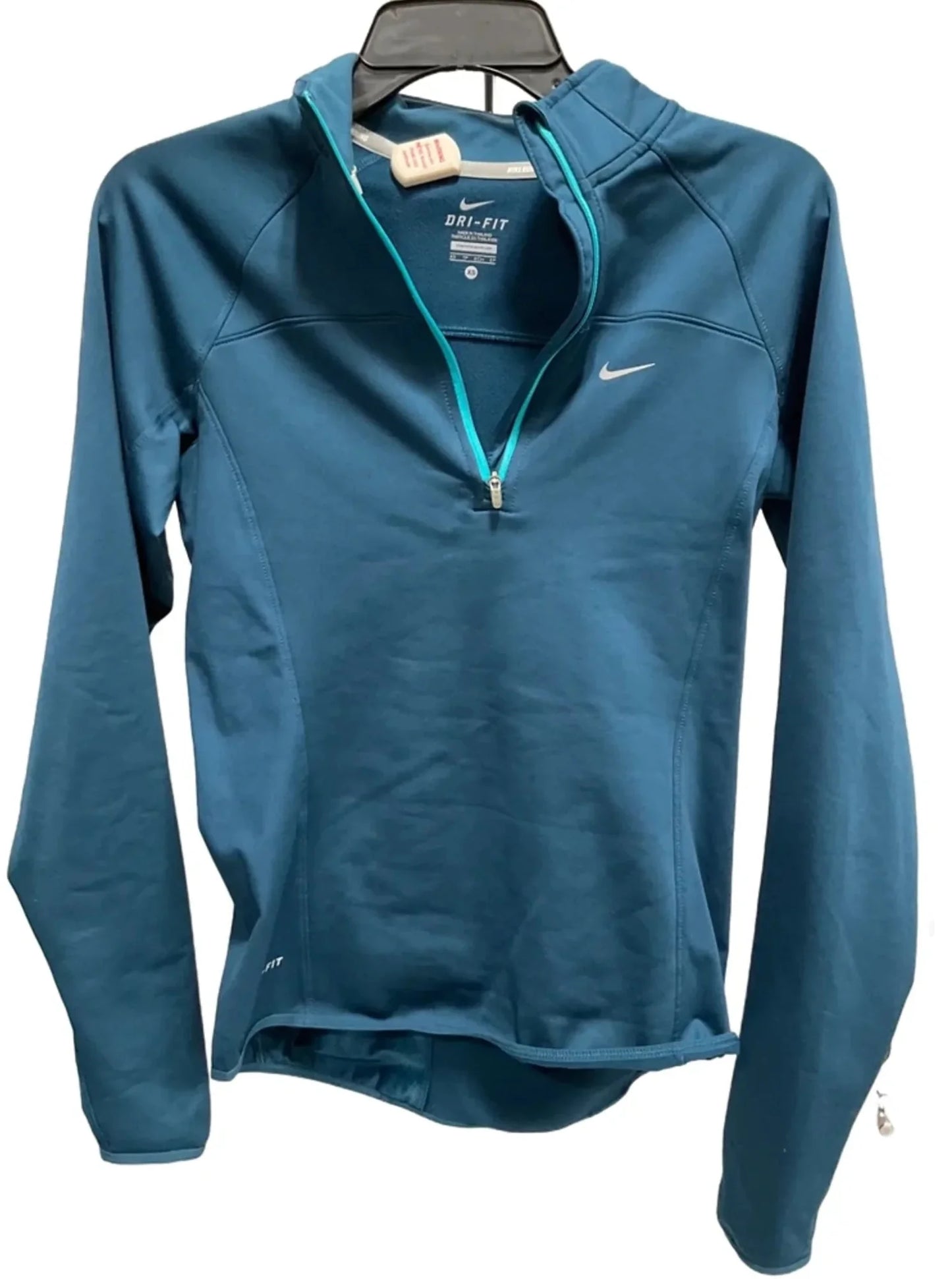 Athletic Top Long Sleeve Collar By Nike In Blue, Size: Xs