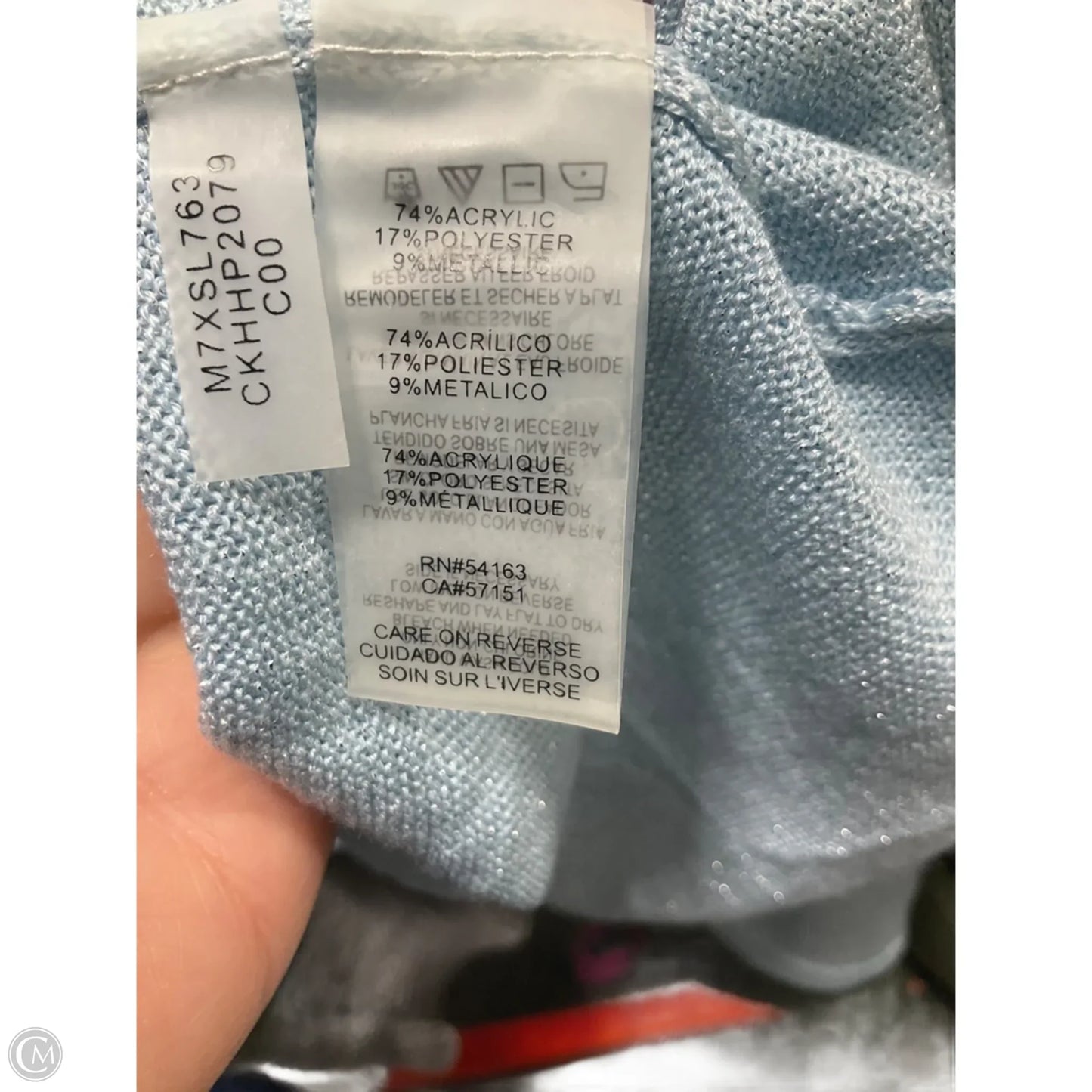 Top Long Sleeve By Calvin Klein In Blue, Size: M