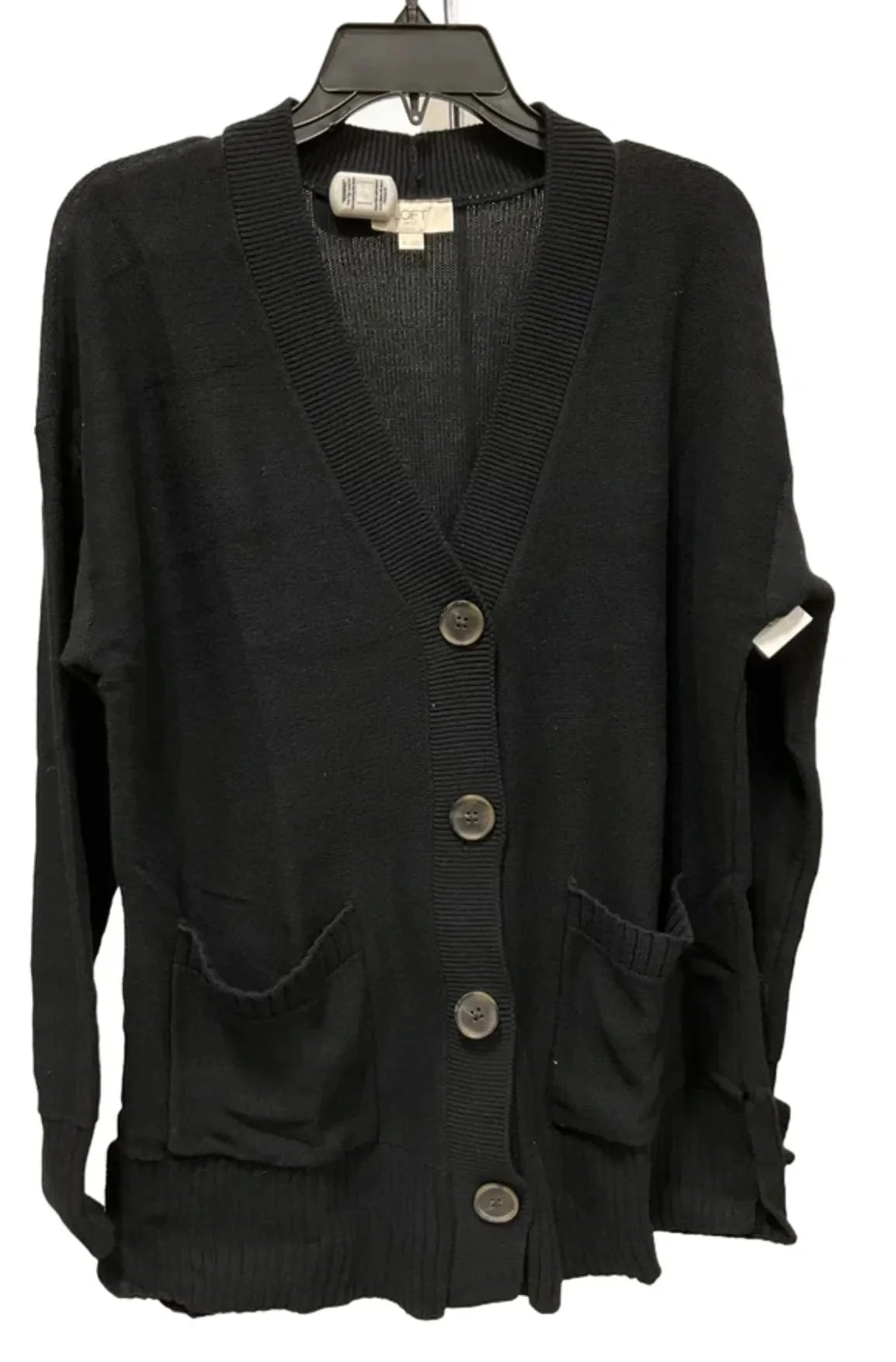 Sweater Cardigan By Loft In Black, Size: M
