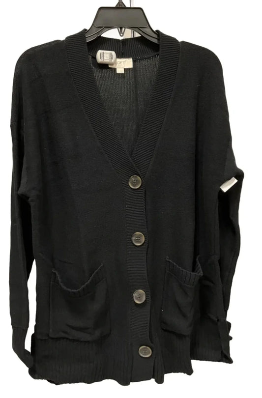 Sweater Cardigan By Loft In Black, Size: M