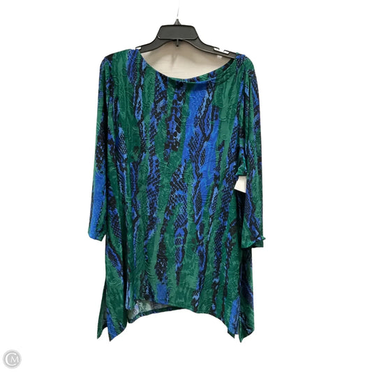 Top Long Sleeve By Jm Collections In Blue, Size: 2x
