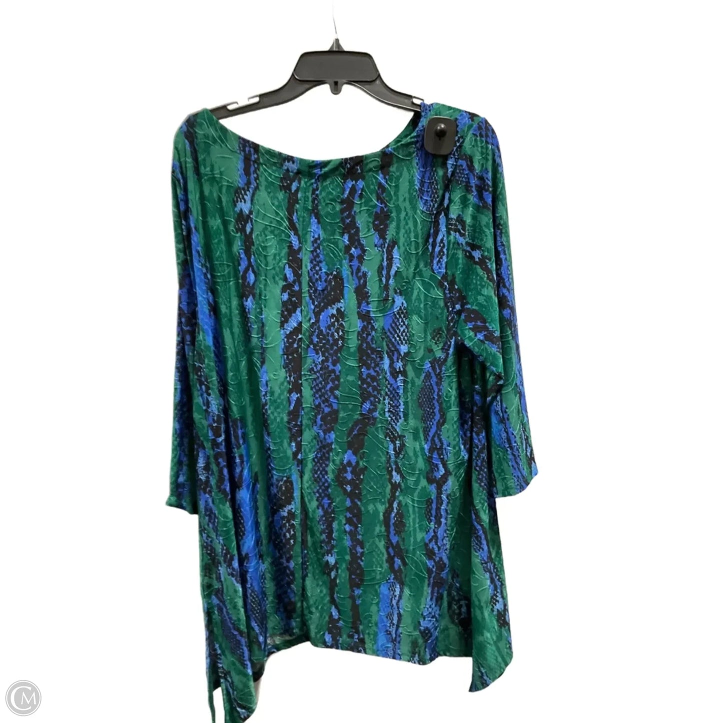 Top Long Sleeve By Jm Collections In Blue, Size: 2x