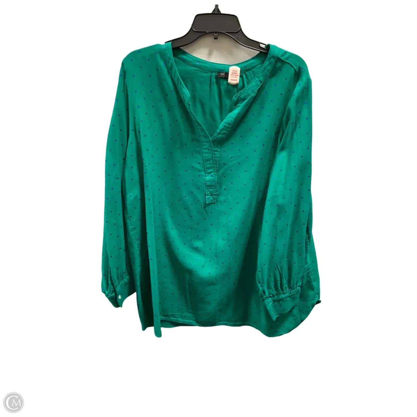 Top Long Sleeve By Talbots In Green, Size: 2x