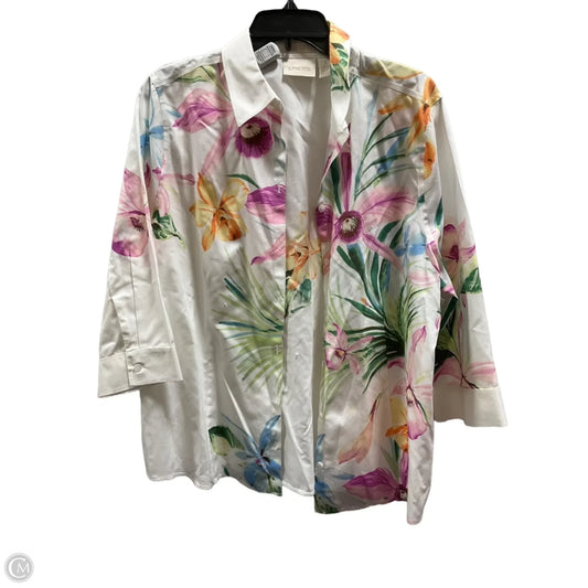 Blouse 3/4 Sleeve By Chicos In White, Size: Xl
