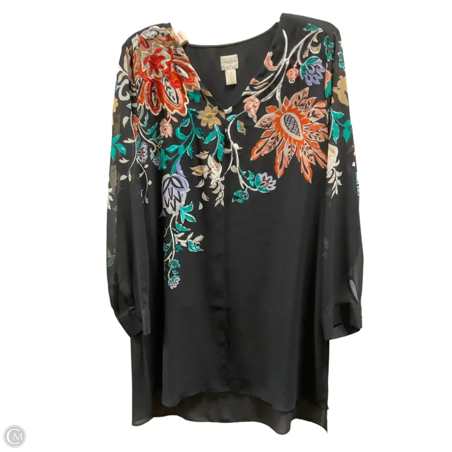 Top Long Sleeve By Chicos In Black, Size: Xl
