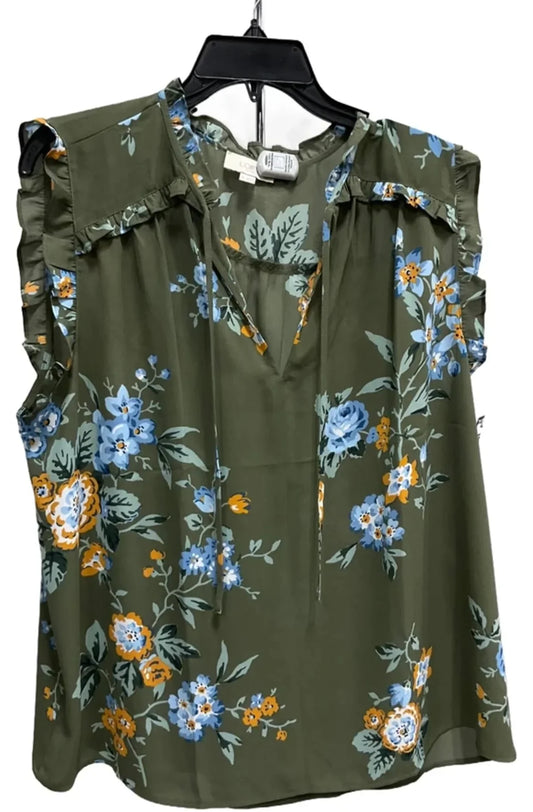 Top Sleeveless By Loft In Green, Size: Xl