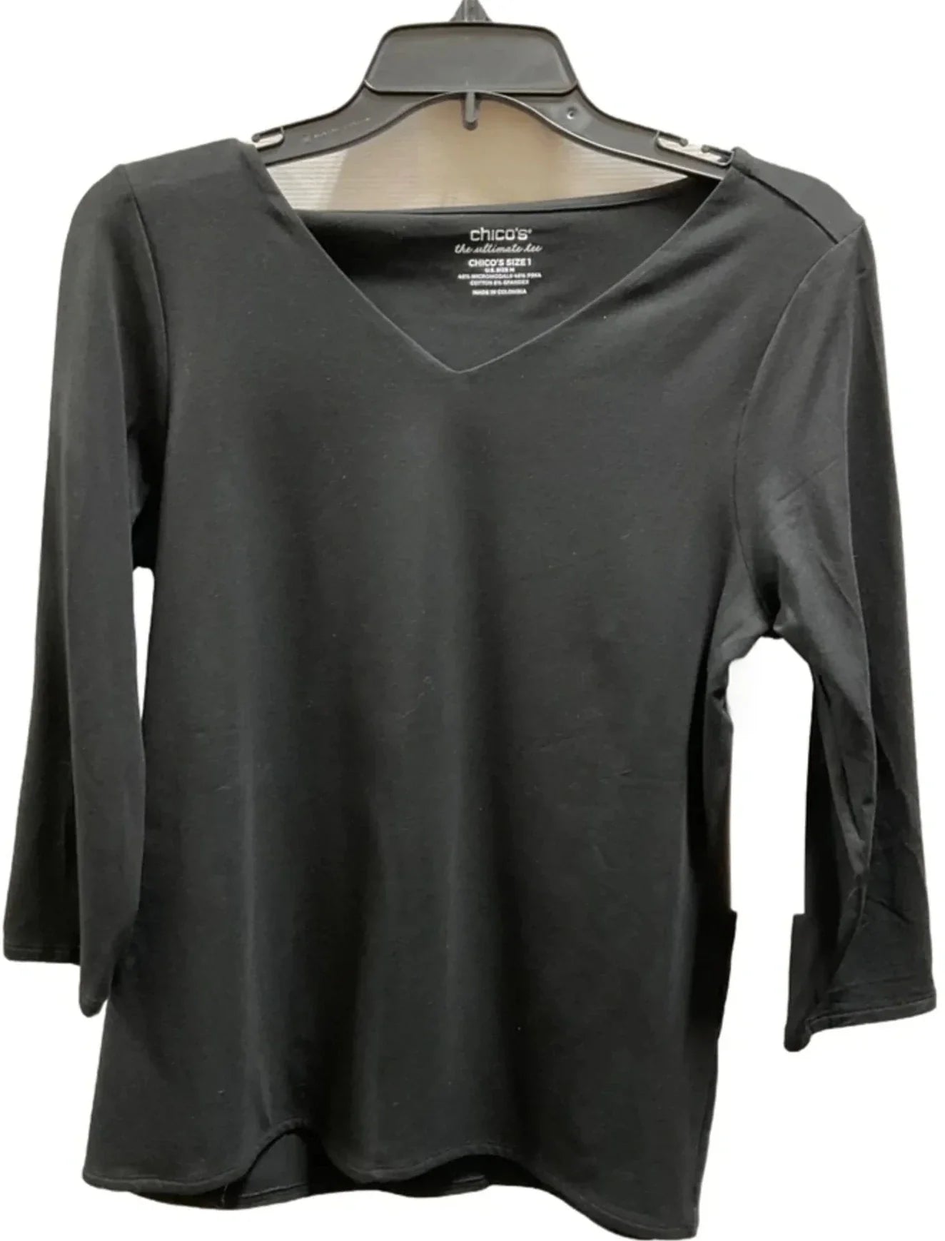 Top Long Sleeve Basic By Chicos In Black, Size: M
