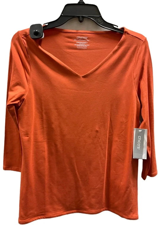 Top 3/4 Sleeve Basic By Chicos In Orange, Size: M