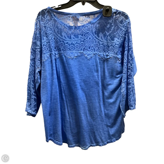 Top 3/4 Sleeve By Chicos In Blue, Size: L