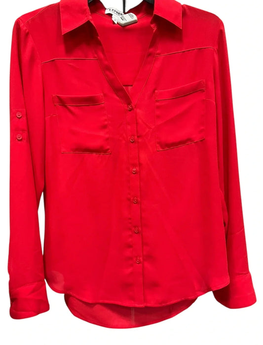 Top Long Sleeve By Express In Red, Size: Sp