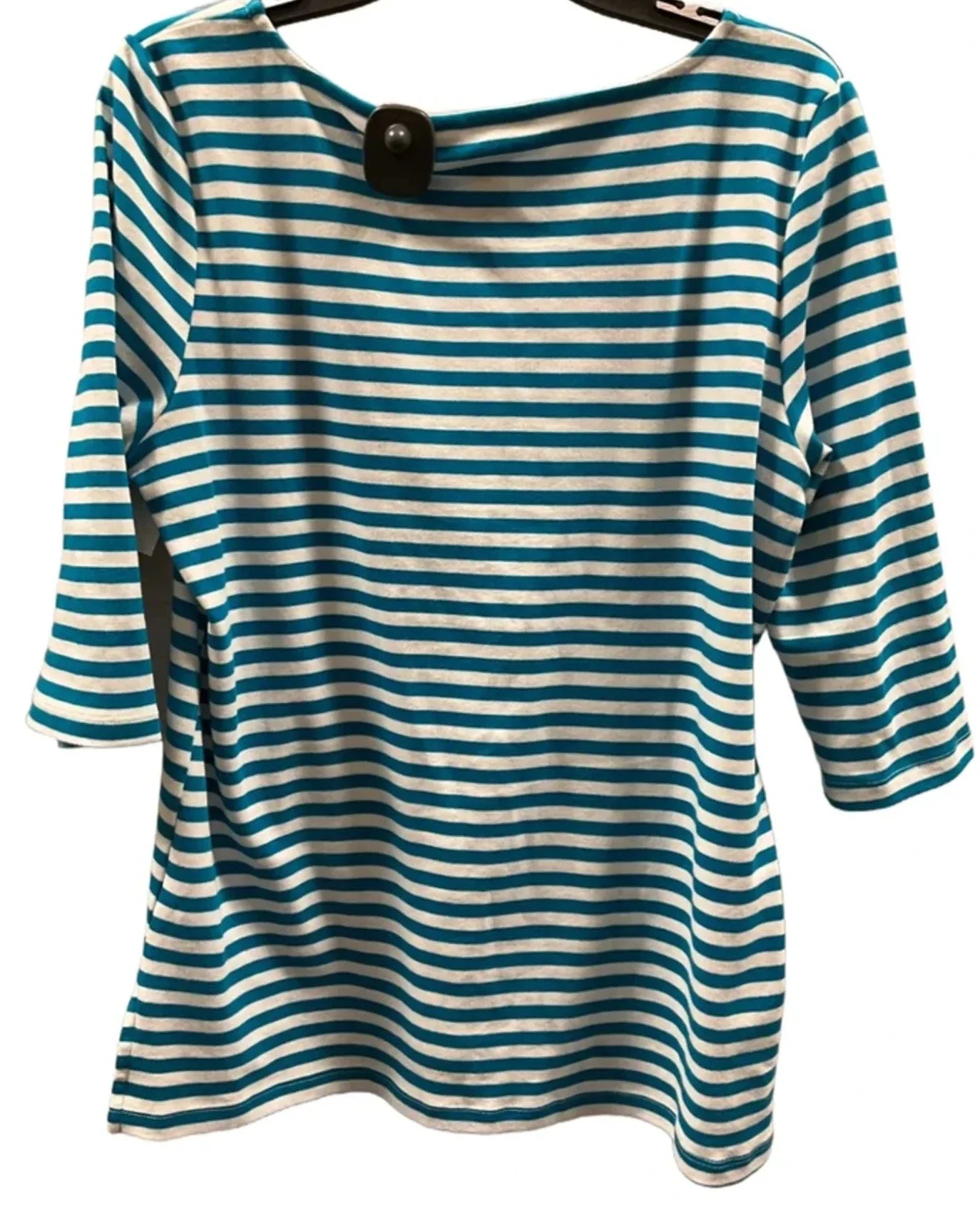 Top 3/4 Sleeve By Lands End In Striped Pattern, Size: L
