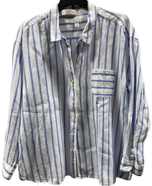 Blouse Long Sleeve By J. Jill In Blue, Size: L