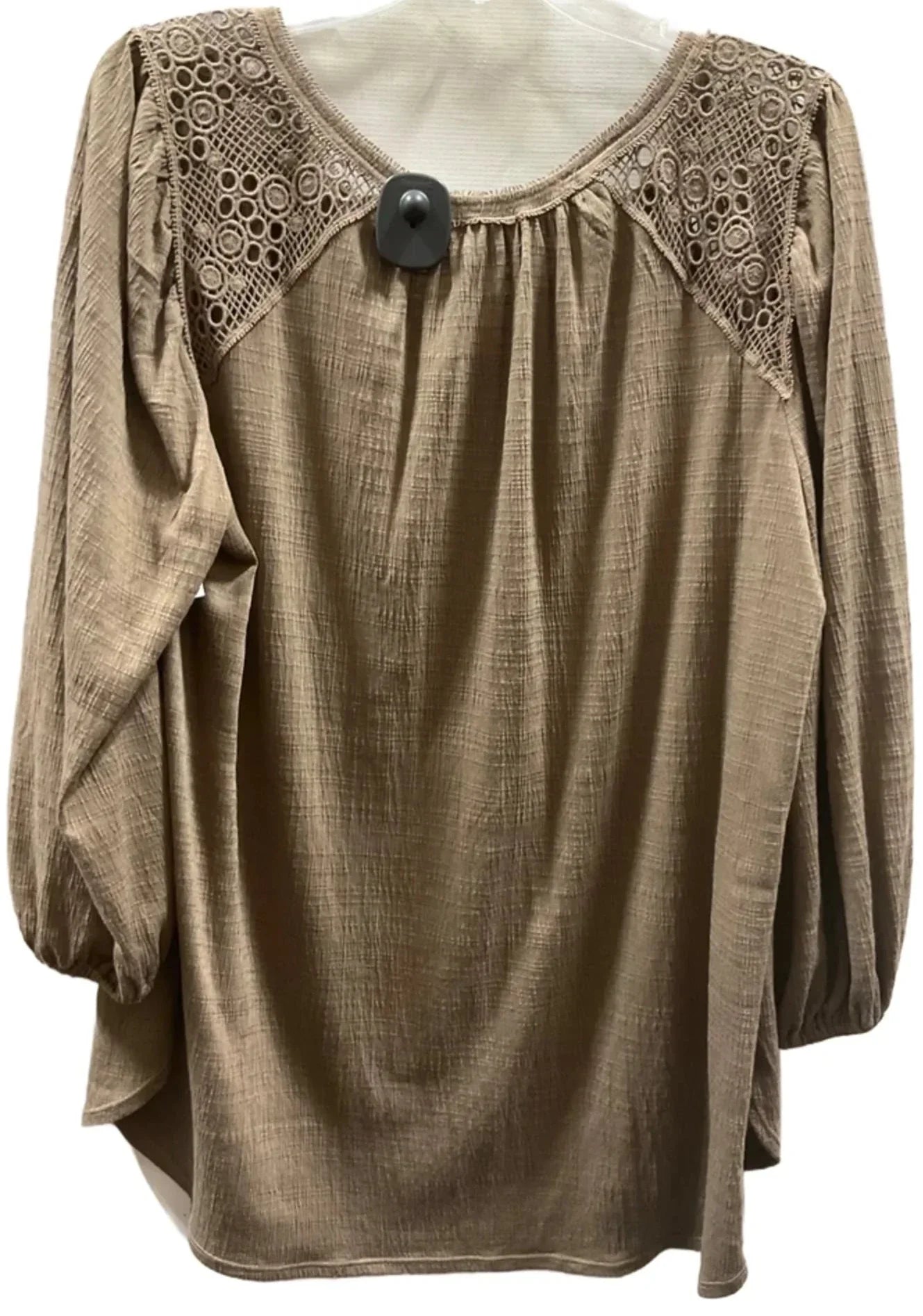 Top Long Sleeve By Max Studio In Taupe, Size: 1x