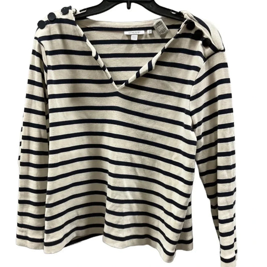 Top Long Sleeve By Chicos In Striped Pattern, Size: L