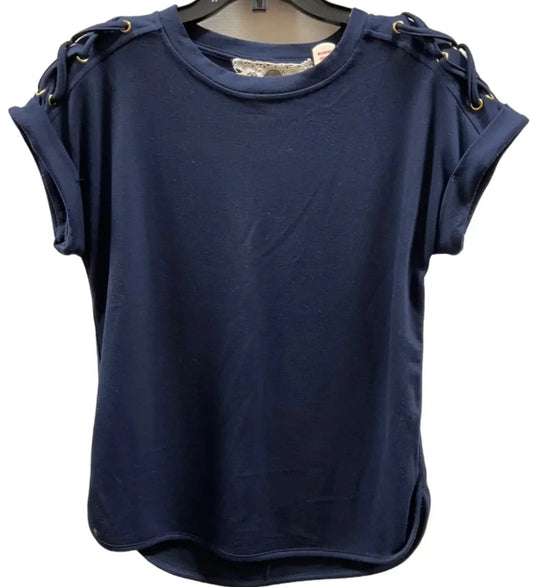 Top Short Sleeve By Cupio In Navy, Size: S