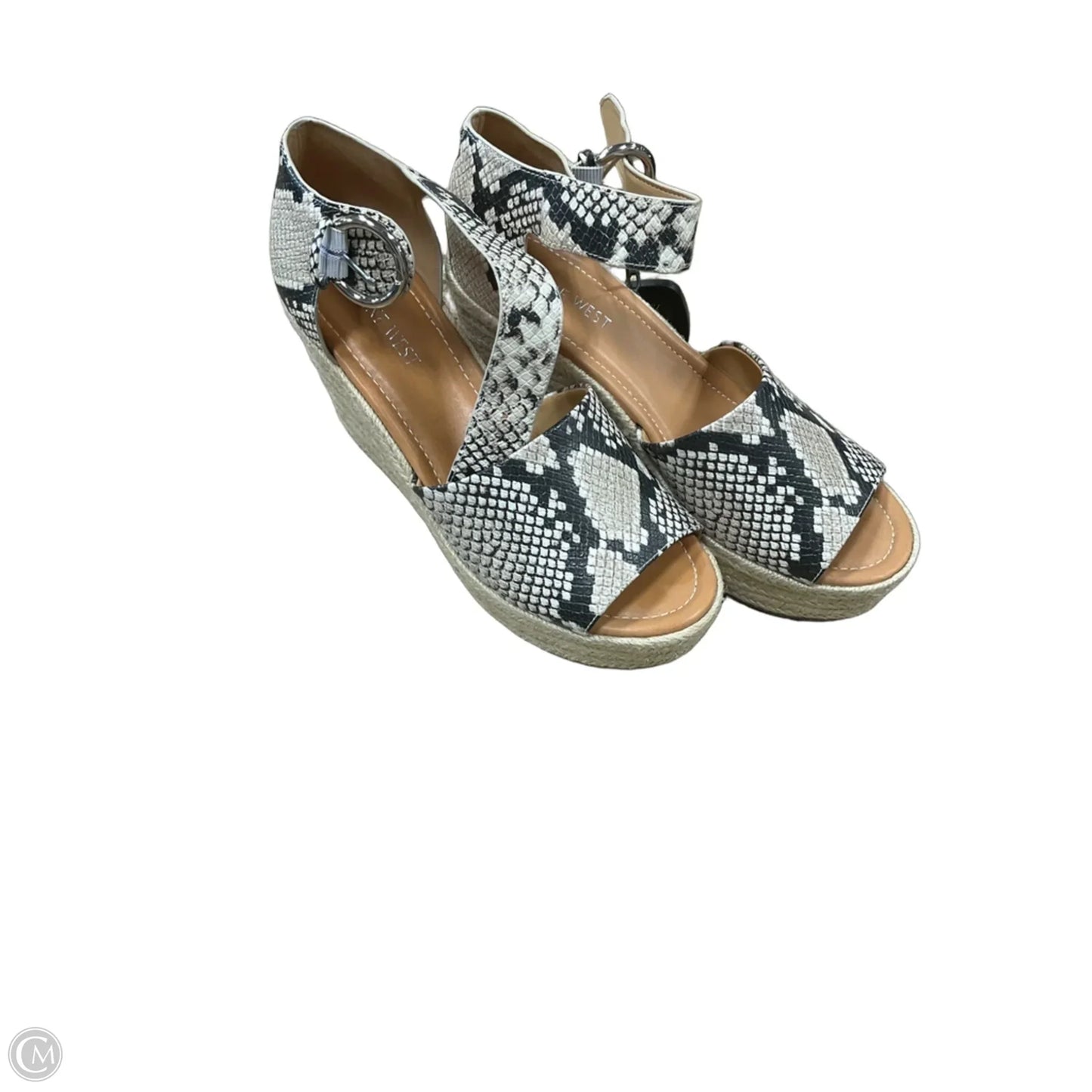 Sandals Heels Platform By Nine West In Snakeskin Print, Size: 8.5