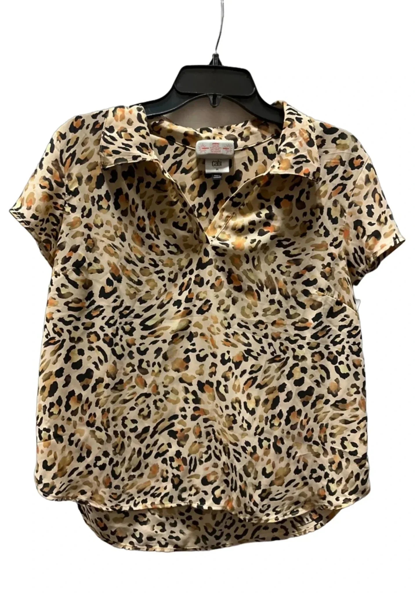 Top Short Sleeve By Cabi In Animal Print, Size: M