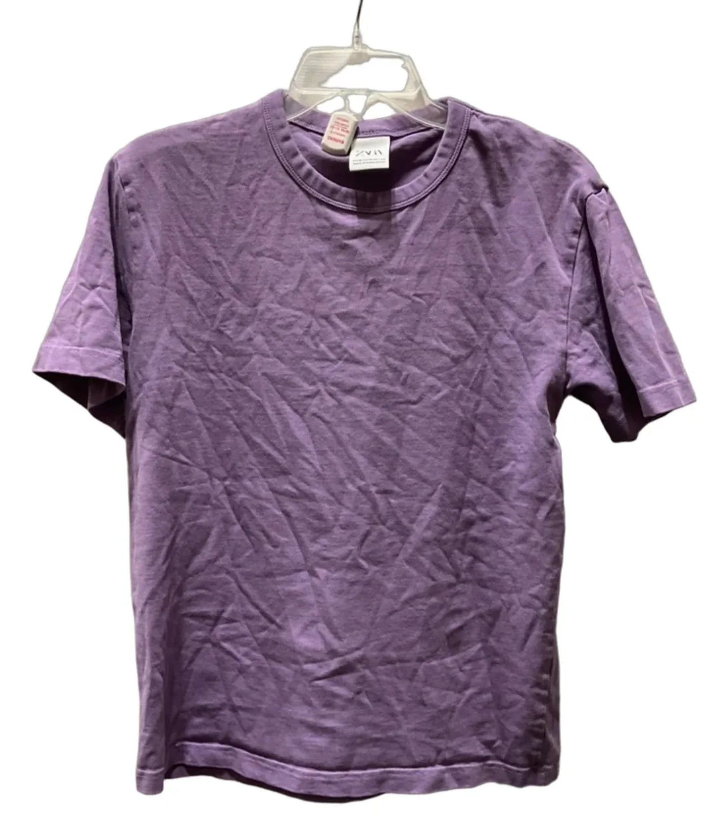Top Short Sleeve Basic By Zara In Purple, Size: M